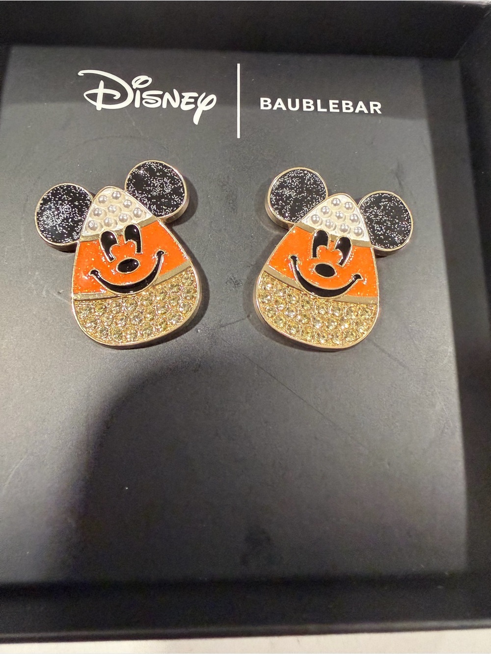 Disney x BaubleBar ' Mickey Candy Corn Stud Earrings - Orange & Black